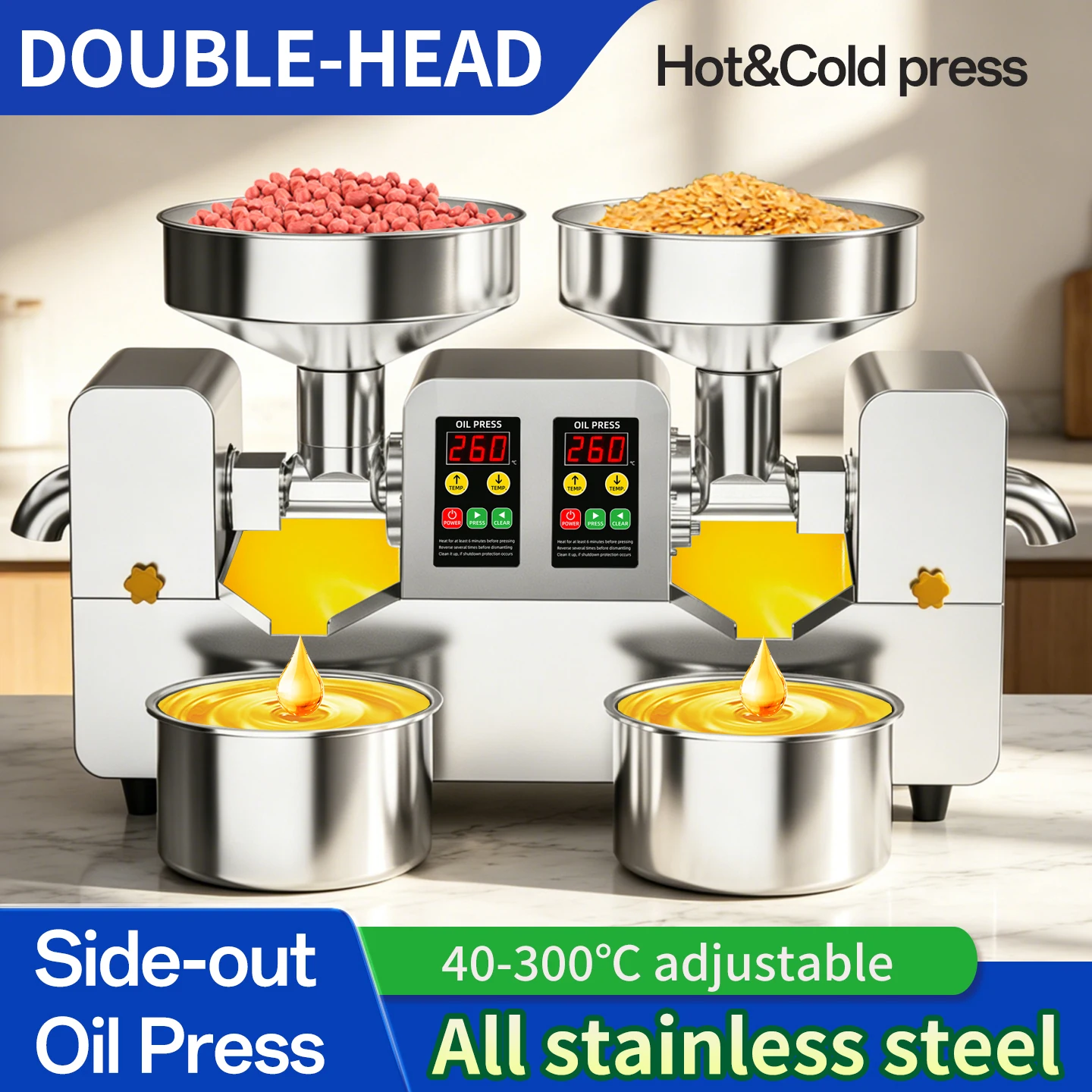 New Model Smart Automatic Oil Press Machine, Stainless Steel Cold & Hot Dual Press Oil Extractor, Commercial Home Electric Nut S view 6