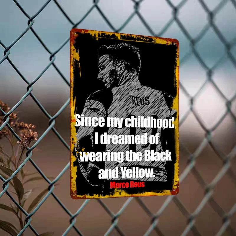 Marco Reus BVB Childhood Dream Black Yellow Jersey Metal Wall Art Decor for Football Fans