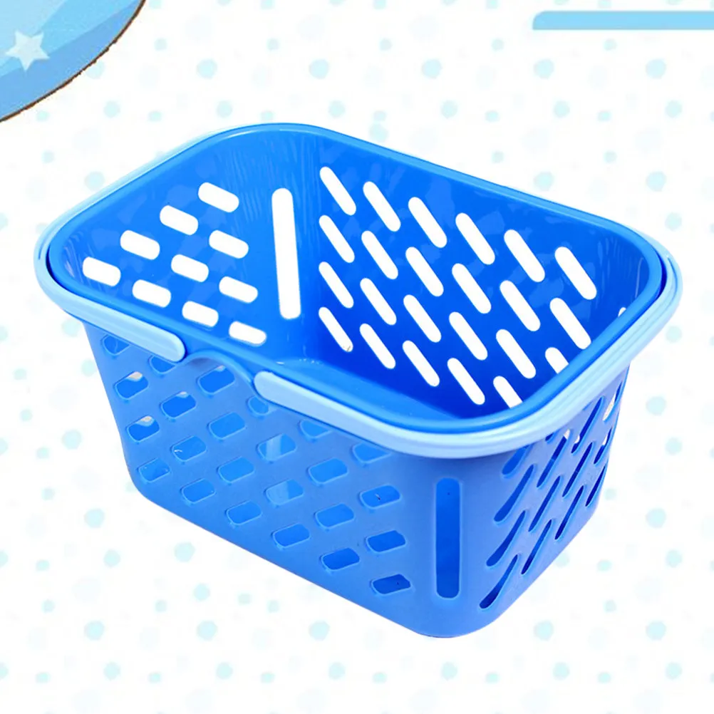 Kids Plastic Grocery Basket Portable Shopping Basket Random Color Pretend Play Kitchen Storage Carry Handle for Children