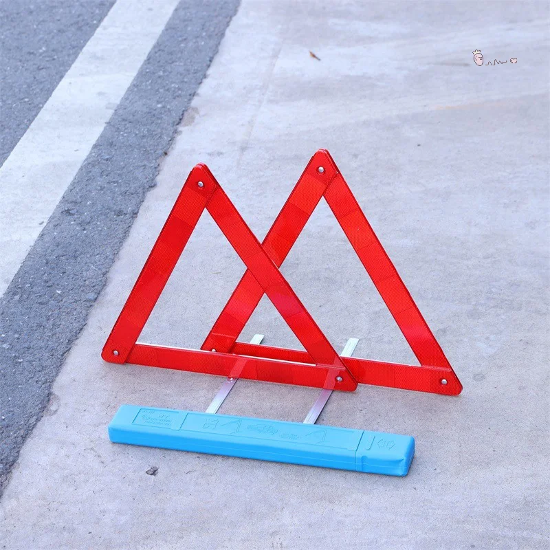 

[X6O] 2Pcs Car Tripod Folded Stop Sign Reflector Emergency Breakdown Warning Triangle Reflective Safety Hazard Auto Tool
