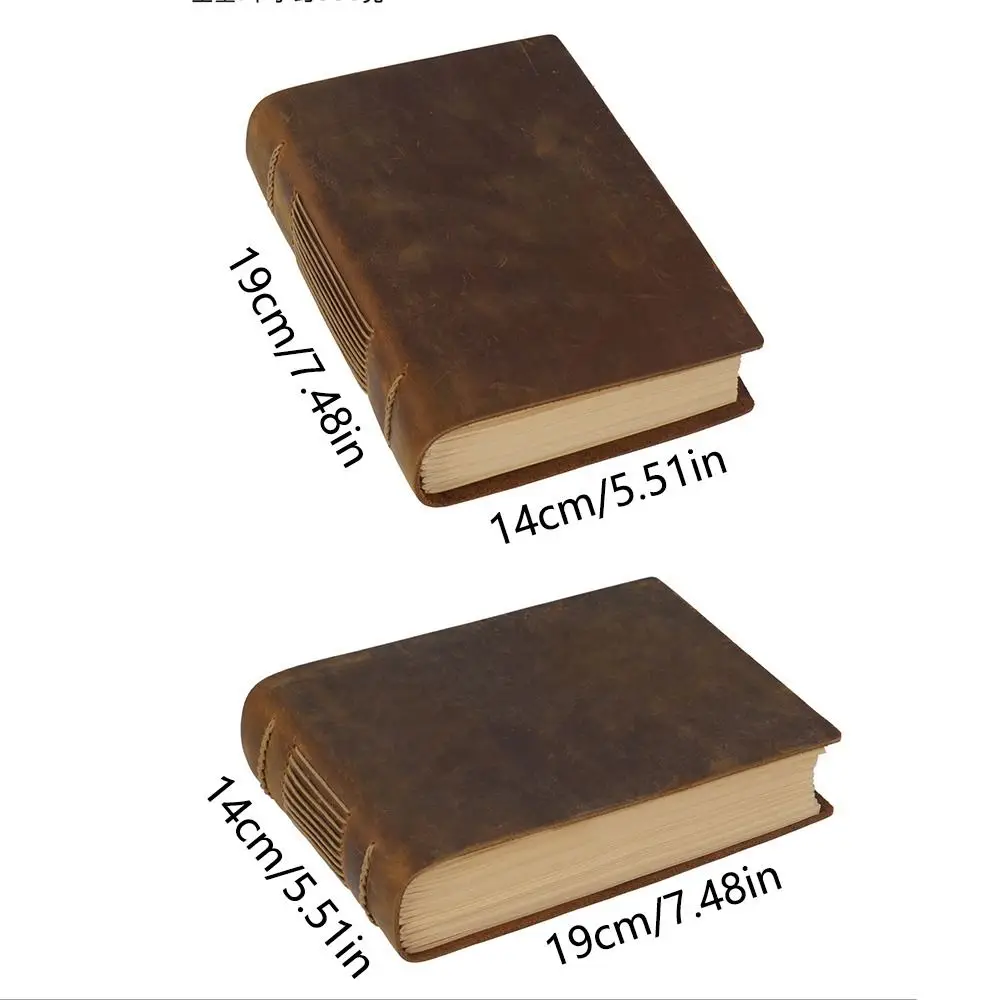 Creative Handmade Embossed Sketchbook Vintage Genuine Leather Drawing Journal Unlined Thick Paper Bound Daily Notepad Women - view 6