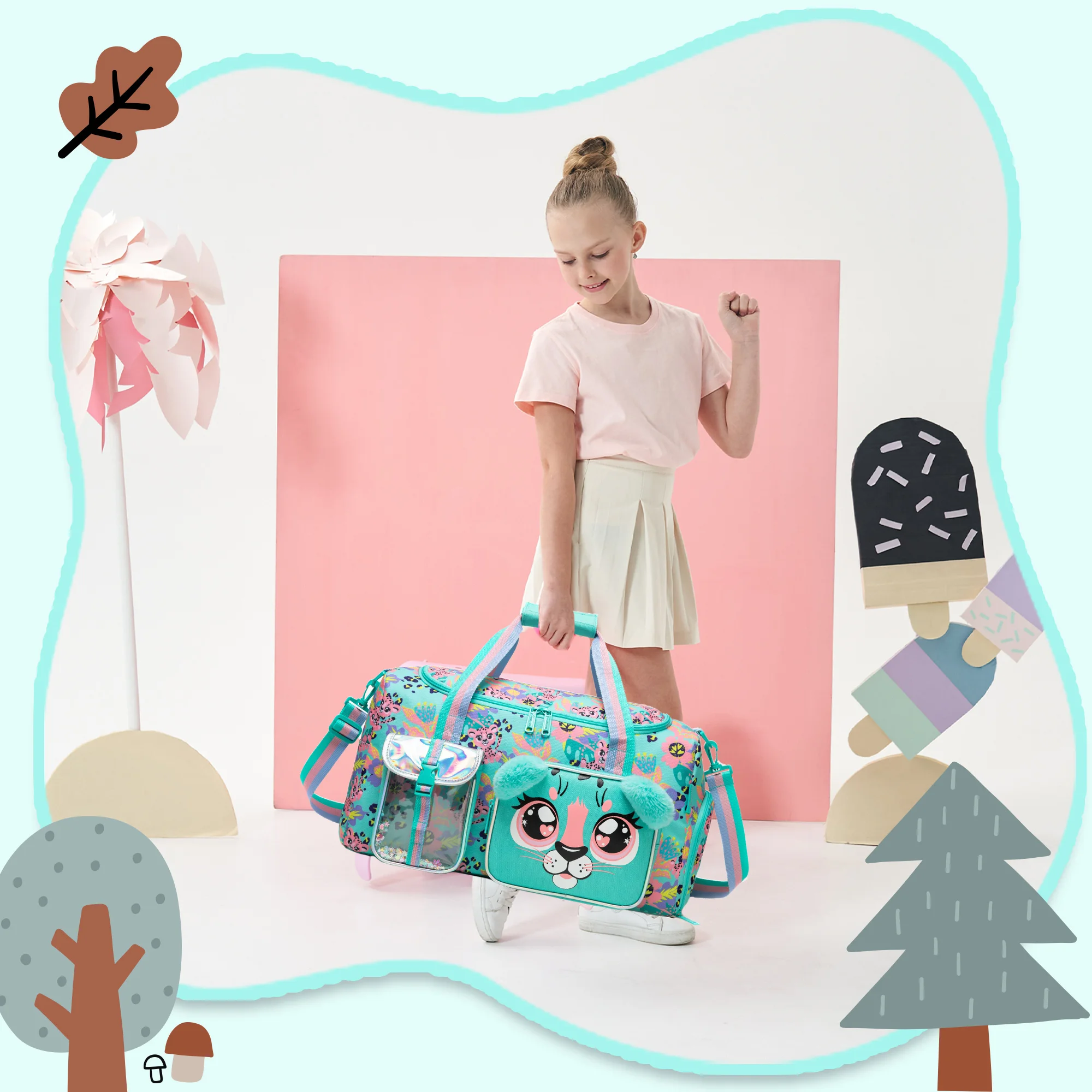 Kids Duffle Bag Girls Travel Bag for Kids Overnight Bag for Girls Dance Bag for  Weekender Bag Gym Bag with Shoe Compartment view 5