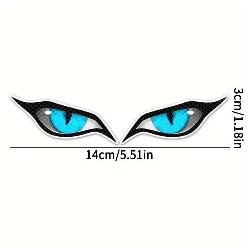1Pair Demon Eye Reflective Motorcycle Sticker Waterproof for Helmet Motorbike Headlight Front Fairing Night Driving Safety Decal