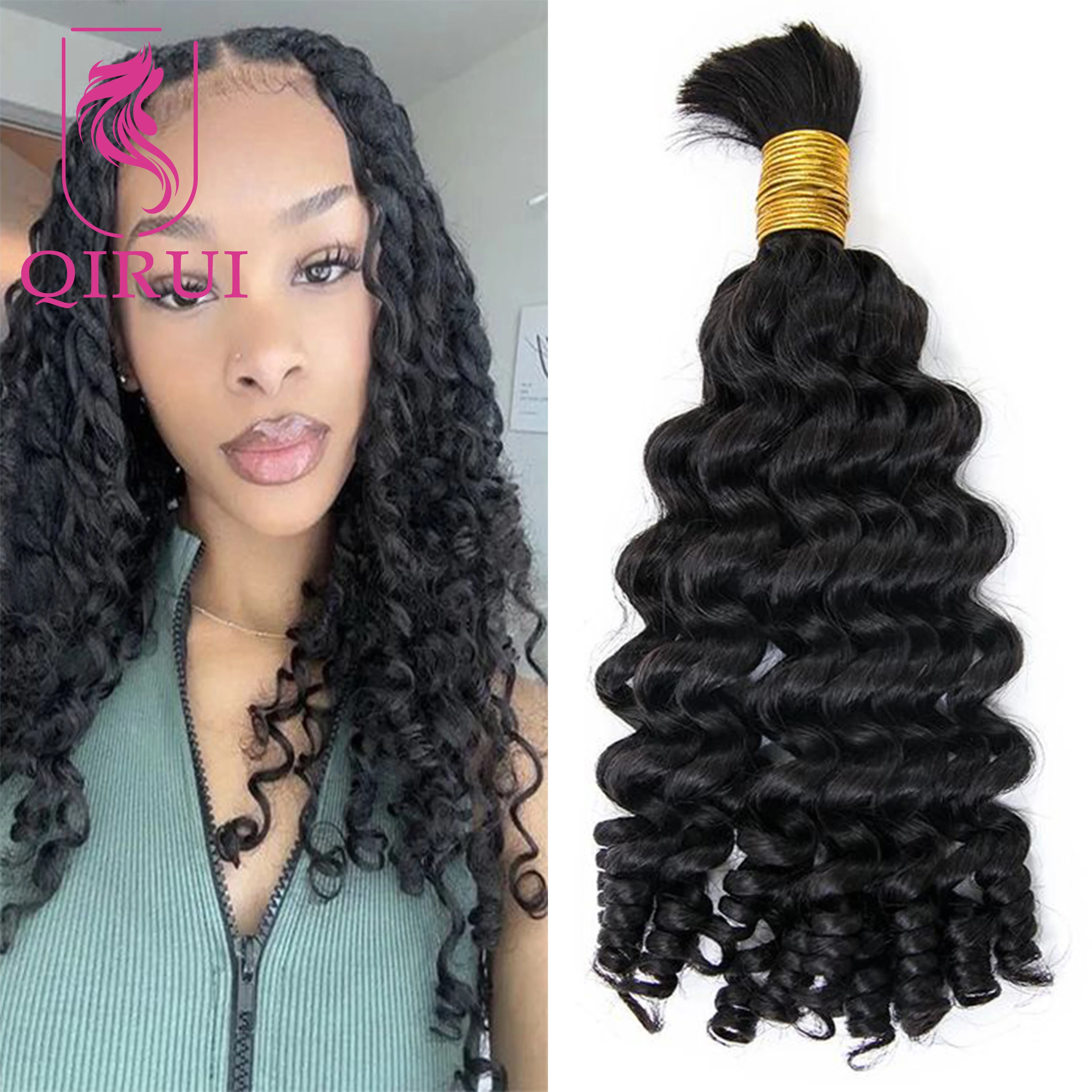 Curly Bulk Human Hair For Braiding Loose Curly Color 4 30 27 Bulk Human Hair For Boho Braids Double Drawn Bundles Wholesale
