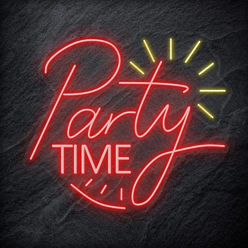 Party Time Neon Light Led Teken Bruiloft Reünie Thuis Voorstel Bar Party Club Shop Art Wanddecoratie Gepersonaliseerde Verjaardagscadeau