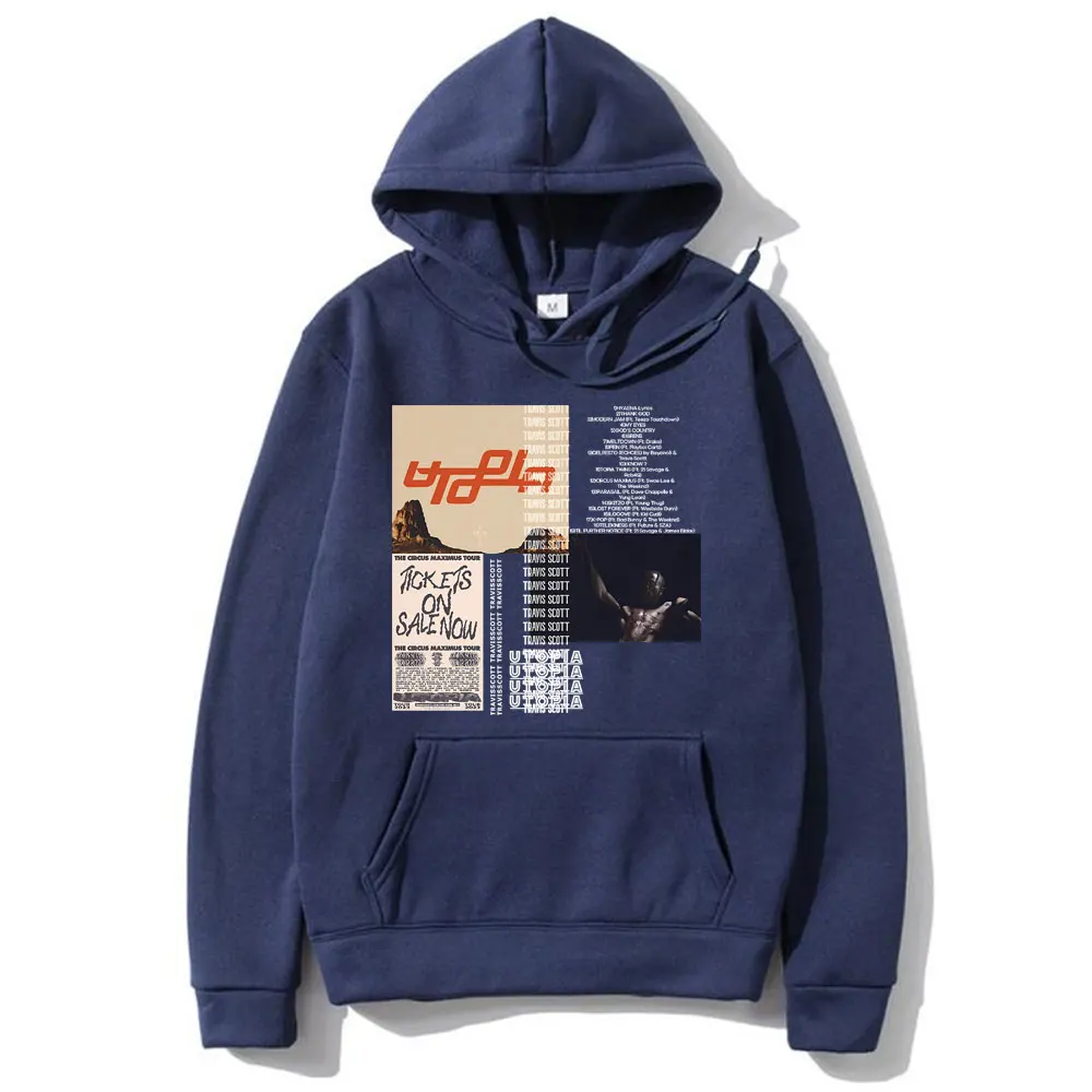 Cactus Jack Utopia Graphic Print Hoodie Men Hip Hop Fashion Long Sleeve Sweatshirt Men's Casual Fleece Cotton Oversized Hoodies