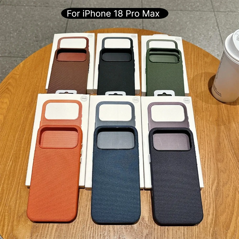 Capa Protetora Antiderrapante Fosca com Textura Tecida de Tecnologia Original para iPhone 18 Pro Max 17 16 15 14 13 com MagSafe e Proteção Antichoque