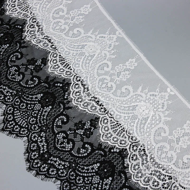 (3Meters/batch) 20cm Handmade Eyelash Lace Fabric Decoration Sewing Clothing Wedding Embroidery Home Embroidery Soft French Lace