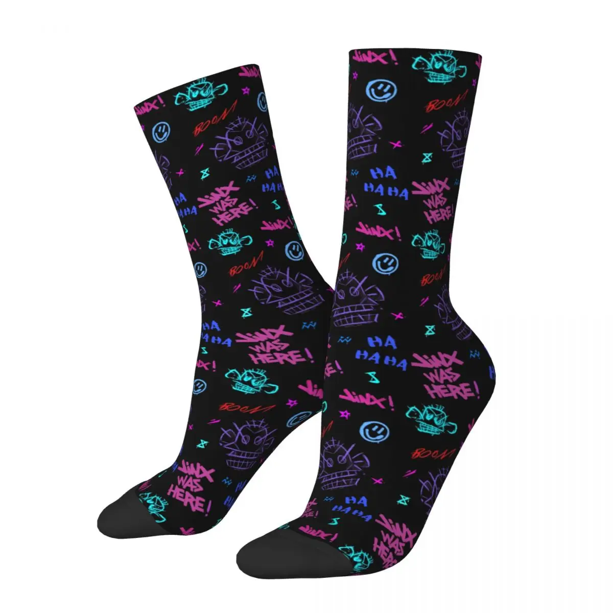 Jinx Arcane Graffiti Stockings Japan Anime Print Harajuku Socks Autumn Anti Bacterial Socks Men Skateboard Comfortable Socks