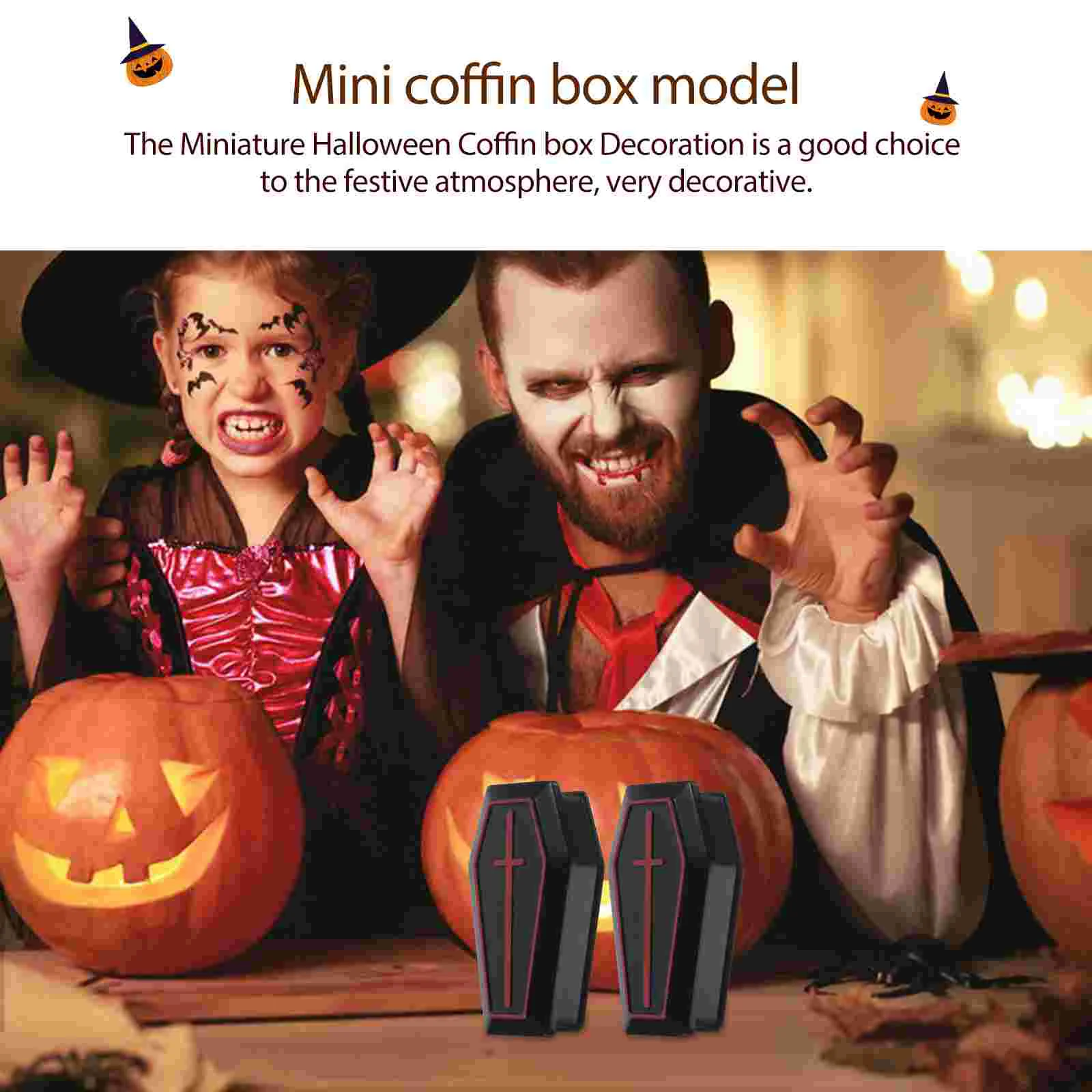 Mini Coffin Box Cardinal naments Halloween Decorations Lidded Small Boxes Tabletop Models Plastic Miniature Coffin Box Scary