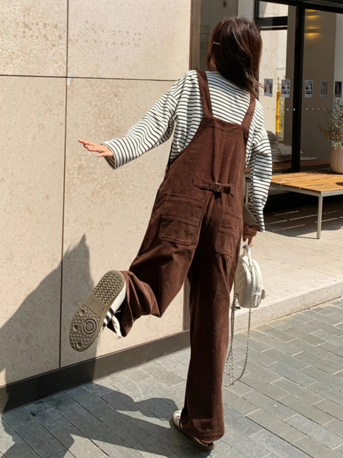 Retro Hong Kong Style Corduroy Overalls Women's Spring Autumn 2026 New Korean College Style Age Reduction One-Piece Pants