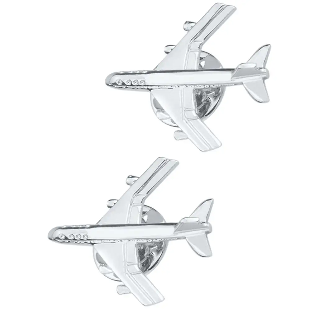 Airplane Breastpin Collar Brooch Pin Silver Brass Fashion Accessory for Jewelry Making Men Women