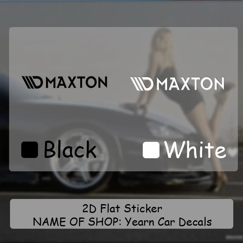 قطعة واحدة من ملصق شعار MAXTON - طراز حديث بسيط، خلفية سوداء مع نص أبيض، ملصق سيارة شفاف