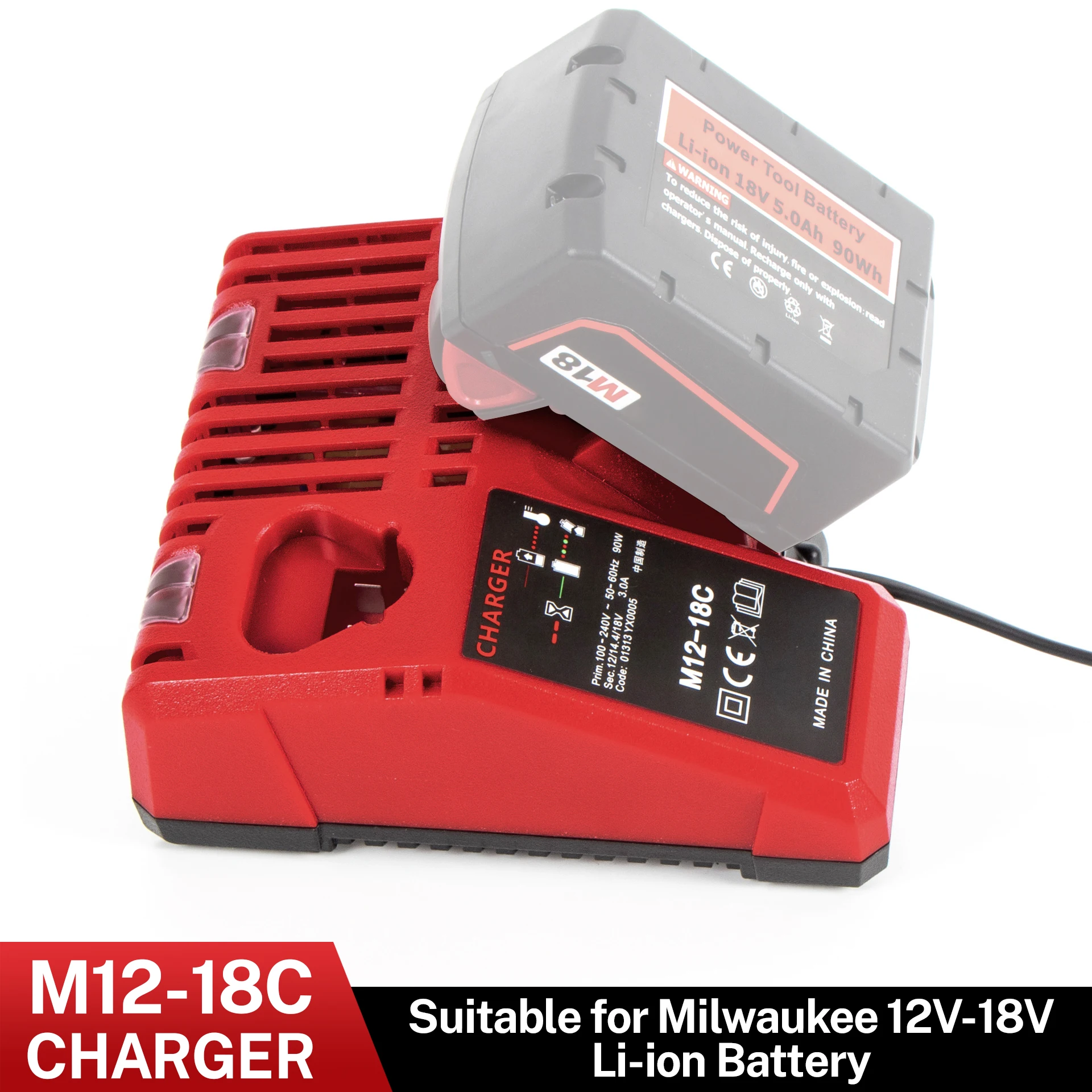 

Professional M12-18C Li-ion Battery Charger for Milwaukee 12 V 14.4V 18V C1418C 48-11-1815/1828/1840 M18 M14 M12 Lithium Battery