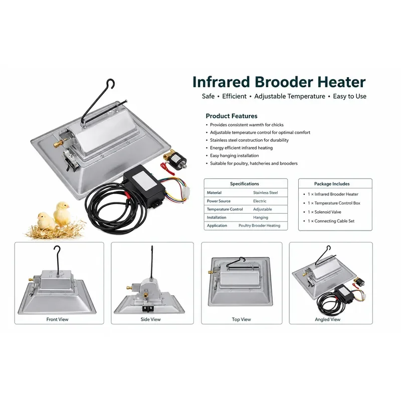 Automatic Chicken Brooder Heater Ceramic Catalytic Heating Incubation Equipment for Poultry Animal Farming Warmth