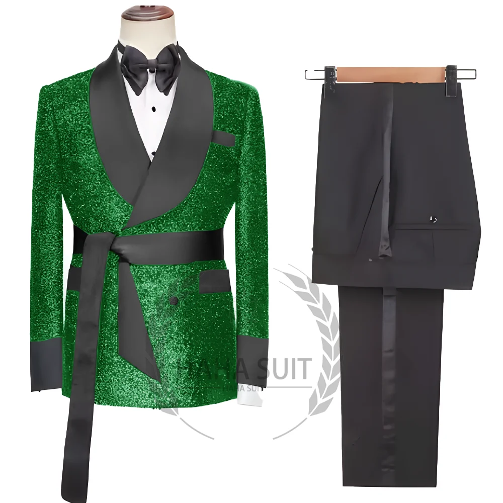 Men's Suits Custom 2-Piece Suits Shiny Fashion Men's Wedding Groom Suits Best Men Dinner Engagement Suits