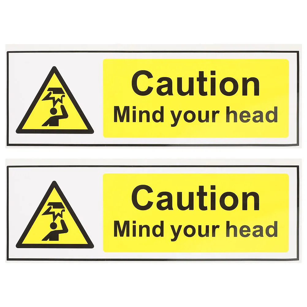 

2 Pcs PVC Caution Stickers 20x6 6cm Watch Your Head Signs Lightweight Detachable Warning Labels Low Ceiling Decals