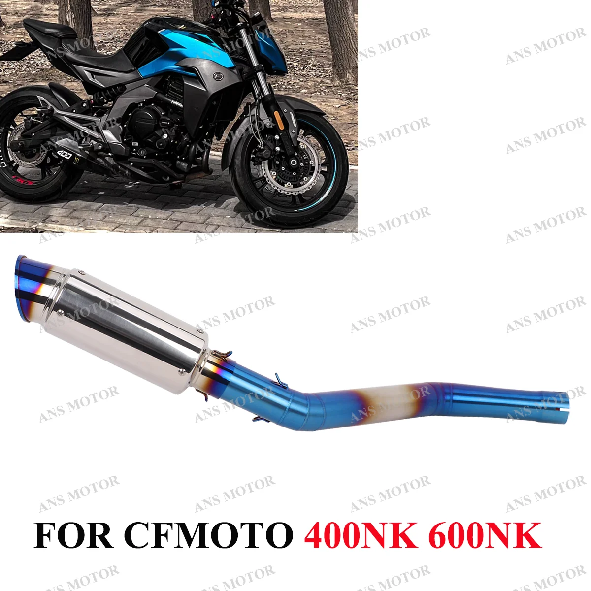 Slip On For CFMOTO 400NK 650NK 650MT 700MT Escape Motorcycle Exhaust Middle Link Pipe Modify NK400 Exhaust