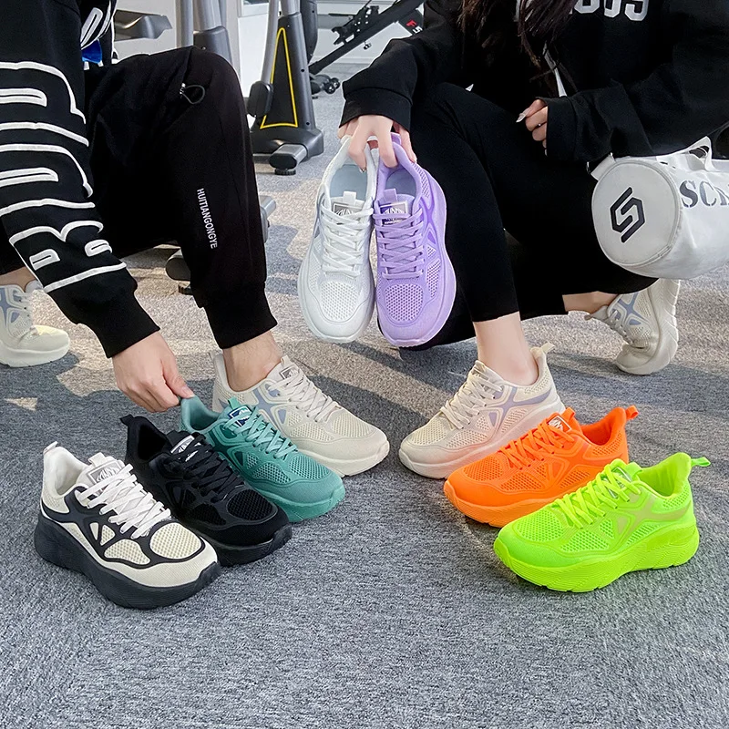 Spring New Shoes for Women Fashion Colors Sneakers Breathable Casual Sport Running Shoes Girl Lace-up Athletic Shoes Big Size