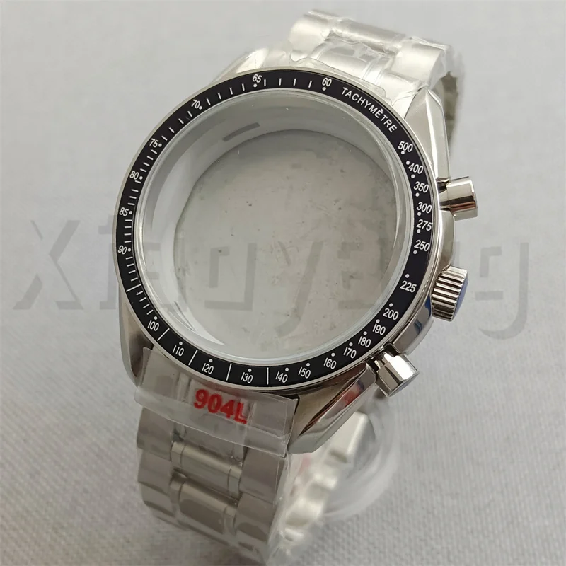 40mm VK63 Silver Watch Case Blue Green Black Silver Insert With Coated Glass For VK63 Quartz Chronograph Movement Steel Bracelet