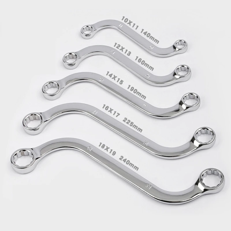 Pieces S-Style Box Wrench Set Double S-Shaped Wrench 12-Point Box Ends Easy Operate Anti-rust Steel for DIY Tool