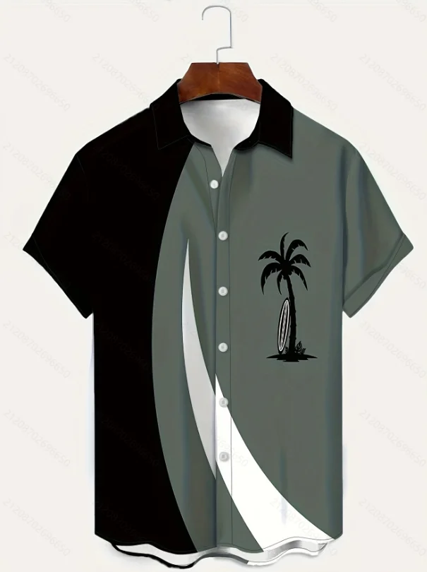 Summer New Men's Short sleeved Shirt Hawaiian Beach Style Coconut Tree and Numerous Styles S-5XL