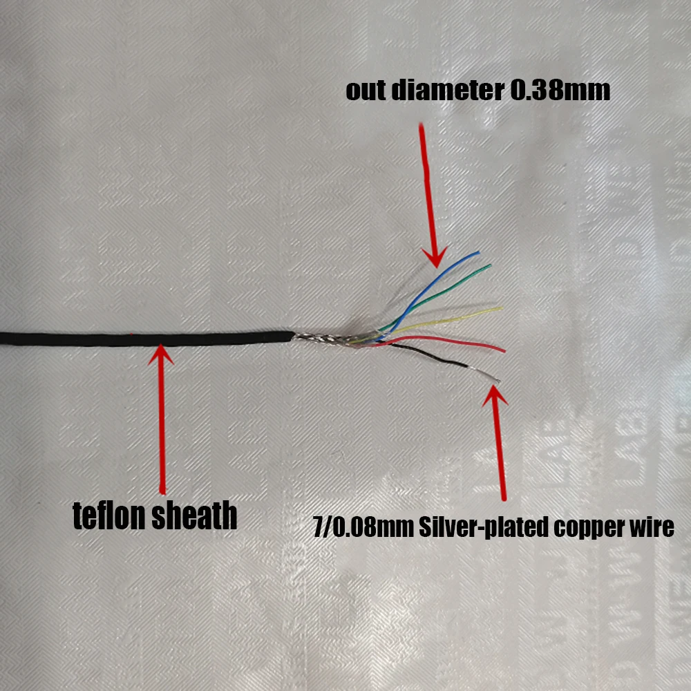 

Ultra-fine Silver-plated Shielded Braid Cable 10 core 20 core Thin Signal Line Extra-fine Telflon Sheathed Wire OD 2mm-3.5mm