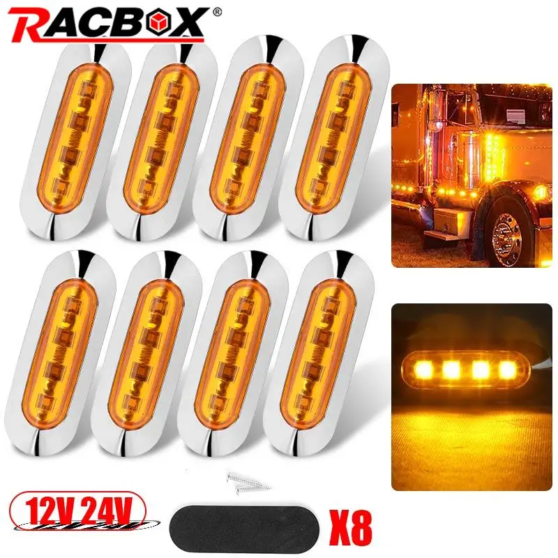 10pcs LED Side Marker Lights Car External Lights Warning Tail Light Auto side lamp For Trailer Truck White Yellow Red 12V 24V