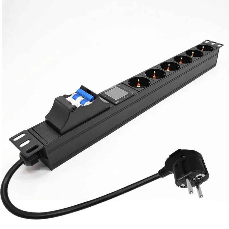 

PDU aluminium alloy Power Strip Switcher EU Universal Electrical Plug Outlet 6 Way Socket 2m Cable 16A Copper Material with