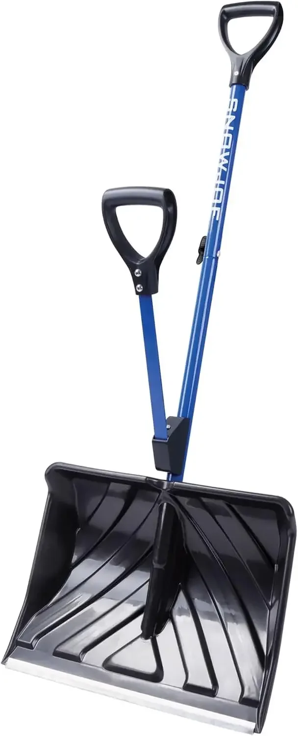 Spring-Assist Snow Shovel with Impact-Resistant Blade and Ergonomic D-Ring Handle for Reduced Back Strain and Effortless Heavy Snow Removal