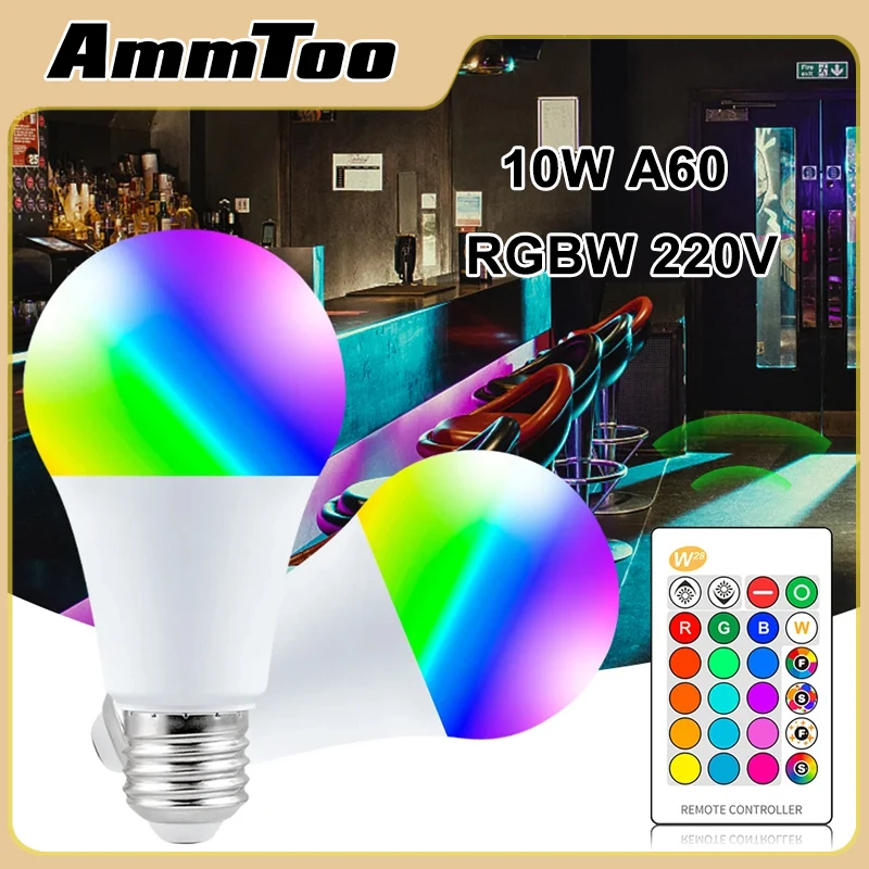 10W A60 RGBW 220V Led Smart Bulb Controls RGB Ball Bubbles and Graffiti Family Color Change Light E27 Bluetooth Bulb Decor Home