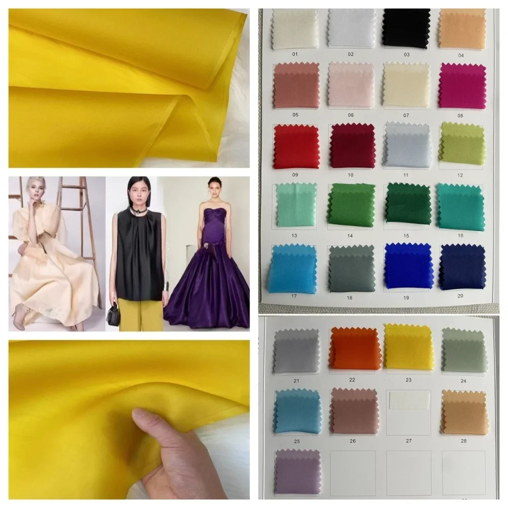 

Natural Mulberry Silk Organza Satin Fabric for Hard Gauze Dress Shirt Cloak Clothing Fabrics By The Meter Diy Sewing Cloth