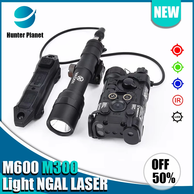 

WADSN Surefir M600U SF M300A Hunting Flashlight NGAL Red Green Blue IR Dot White Strobe Light Dual Function Switch Scout Lamp