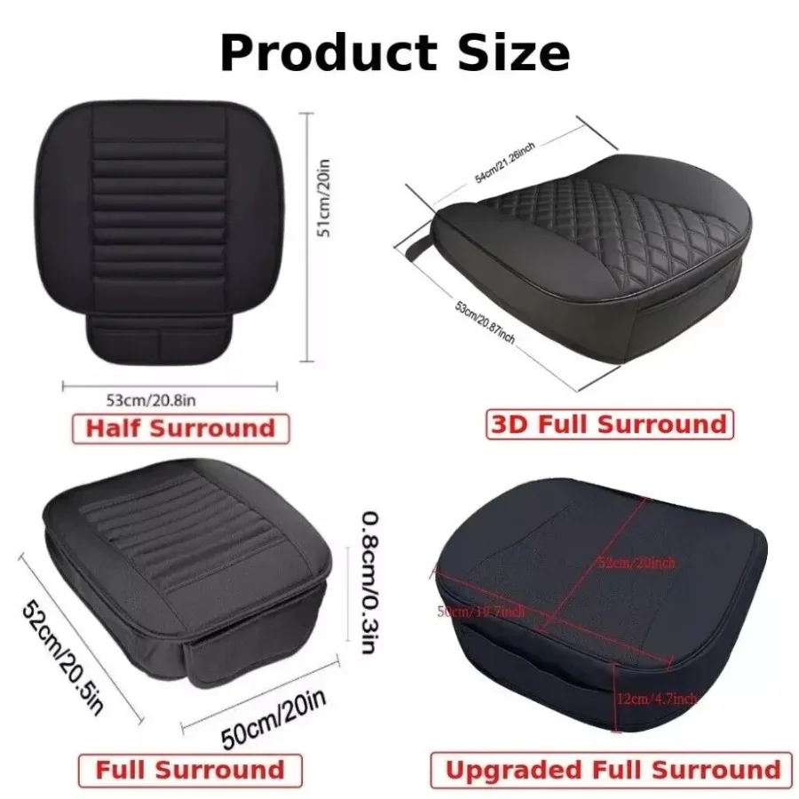 Driver and Passenger Seat Covers for Autumn and Winter, Single Piece, Single Leather, No Backrest, All Season Car Seat Cushions