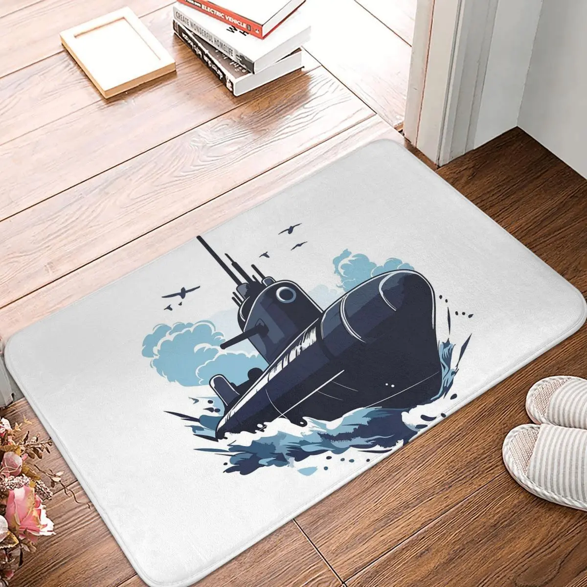 Cute Submarine Non-slip Doormat Floor Mat Sand Scraping Carpet Rug for Kitchen Entrance Home Bathroom Living room Footpad Mats