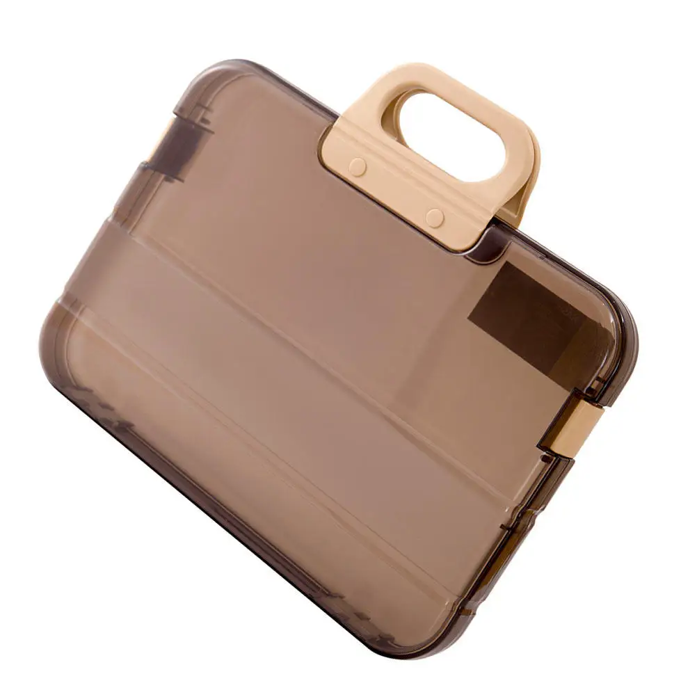 

1Pcs A4 File Box Coffee Premium Document Organizer Portable File Storage Folder Paper Holder for Office Home Study