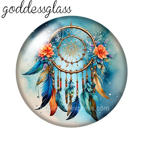 Dream catcher Colored feathers Wind Chime 10pcs 12mm/18mm/20mm/25mm Round photo glass cabochon flat back Making findings Jewelry - Image 6
