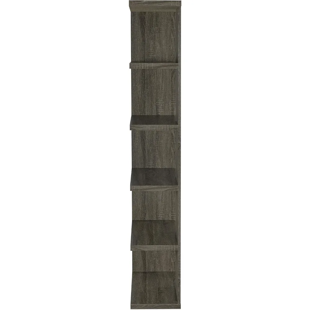 Bibliothèque modulaire en bois à 5 étagères pour le bureau à domicile, étagères exposées, style transitionnel, meubles de salon