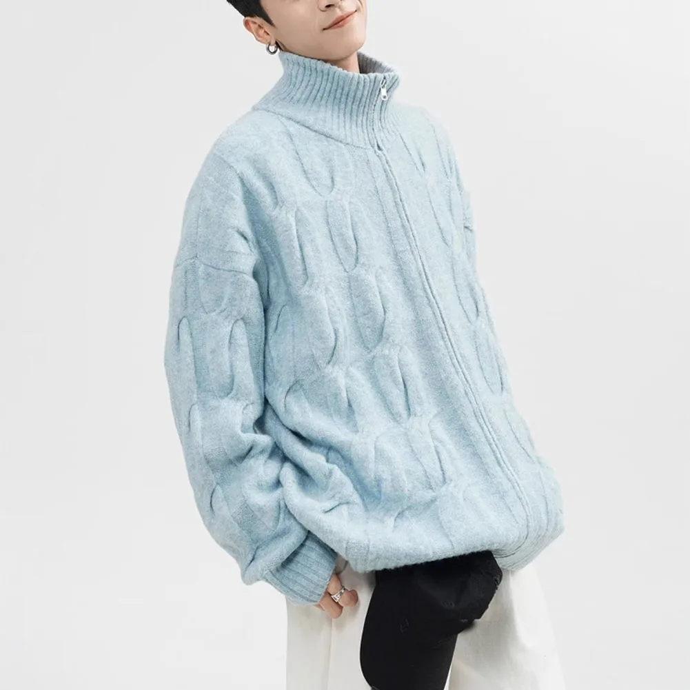 

Comfortable Men Jacquard Sweater Casual Long Sleeve Fashion High Street Solid Color Pattern Brand New Condition