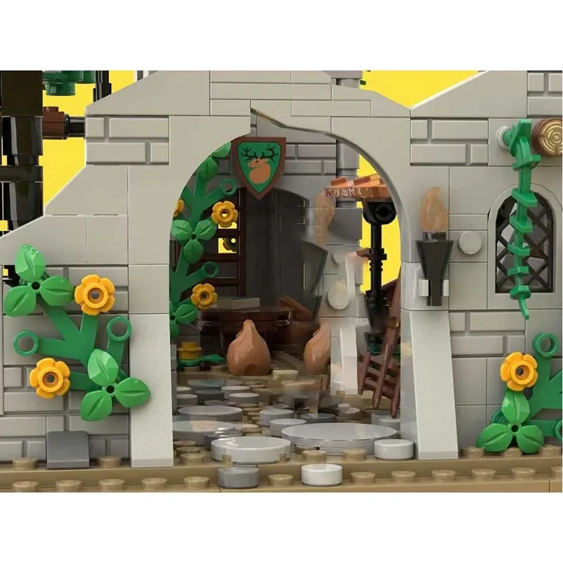 

Средневековая модель замка Moc, строительные кирпичи, лесная мужская модель лагеря, технология, модульный блок, игрушка, сделай сам, сборка, подарки