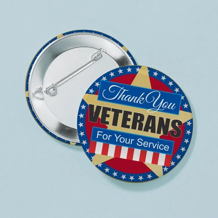 Thank You Veterans Button Brooch Cartoon Creative Clothes Jewelry Women  Gift Hat Cute Badge Lapel Pin