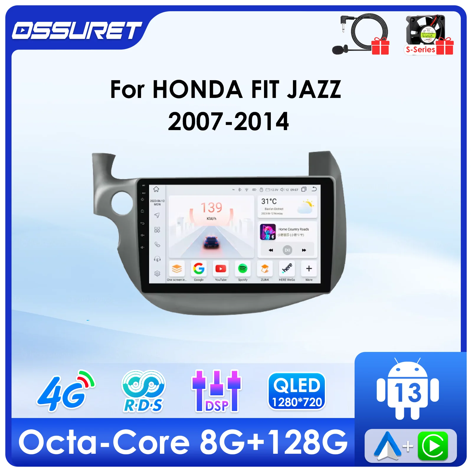 Android Auto Car radio For HONDA FIT JAZZ 2007-2014 AI Carplay multimedia car intelligent systems GPS Stereo 4G 8Core Autoradio