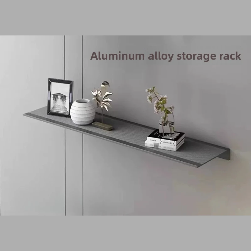 Modern Aluminum Floating Shelf, Metal Wall Mounted Shelving Unit, Home Office Storage Organizer, Display Rack for Decor