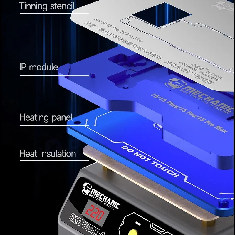 MECCANICO IX5 Piattaforma di preriscaldamento stagno ultradeflagrante per iPhone x-16 Scheda madre Strato Tavolo di saldatura a temperatura costante