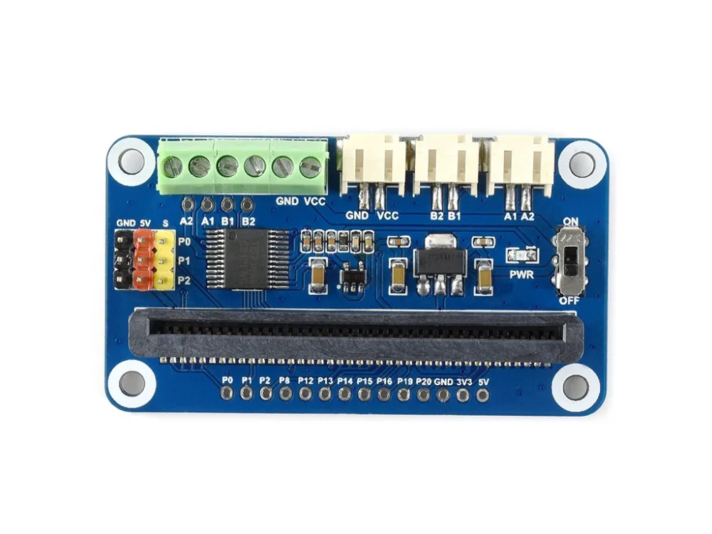 Waveshare Driver Breakout for micro:bit, drives motors and servos.