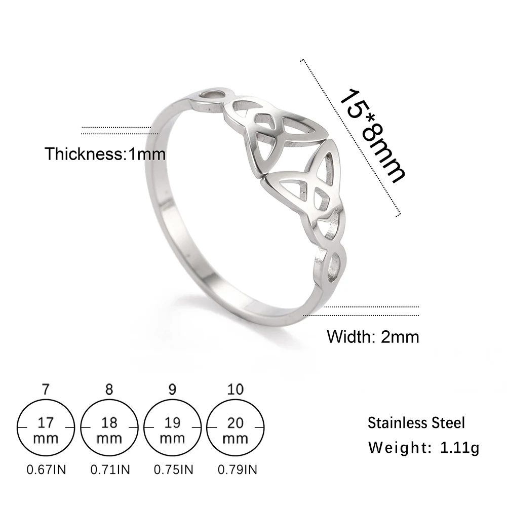 COOLTIME Triquetra Irish Celtics Rings for Women Talisman Stainless Steel Vintage Amulet Jewelry Rings Wedding Gifts Party