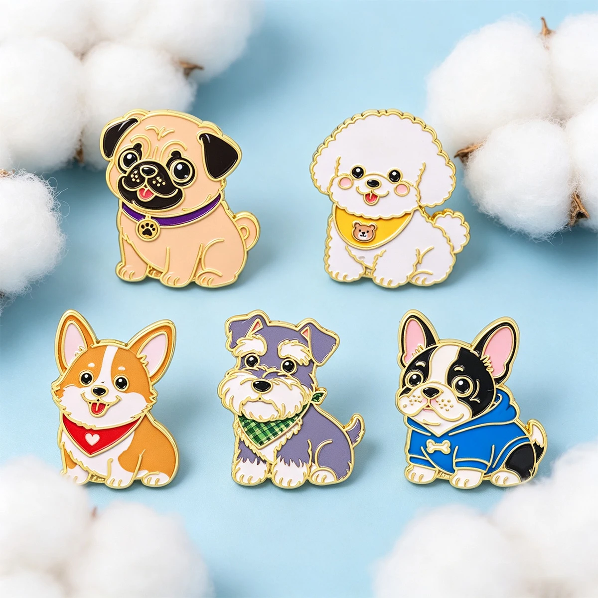 5 Stück niedliche Hundemotive als Emaille-Anstecknadeln, Cartoon-Bulldoggen-Brosche für Mäntel, Damen-Broschen, Anstecknadeln für Kragen und Revers, Metallabzeichen, Schmuck, Geschenke für Tierliebhaber. – Detail 4