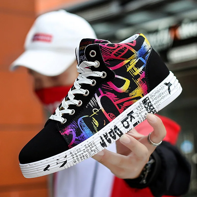

NiceFashion Sneakers For Men Classic Graffiti Lace-up High Style Spring Autumn Vulcanized Flat With Camouflage Casual Shoes Men