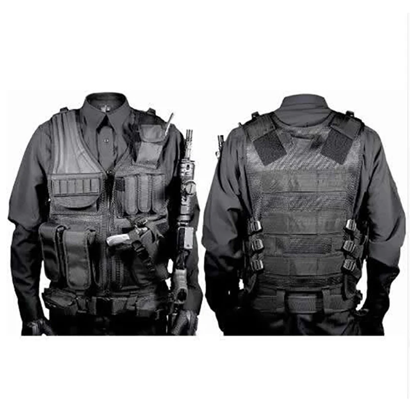 Gilet Tactique De Chasse Et Airsoft, Réglable, Camouflage Vert, Homme, Neuf