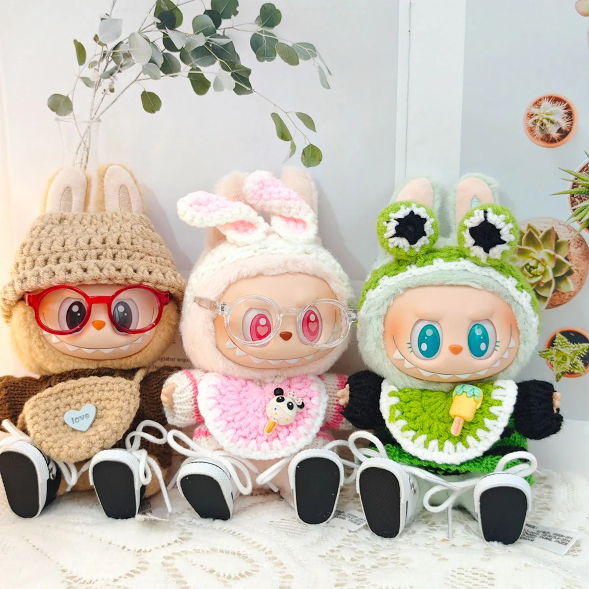 Cute Mini Plush Doll'S Knitted Clothes Dolls Clothes DIY Accessories Gifts For 17cm Labubu Dolls